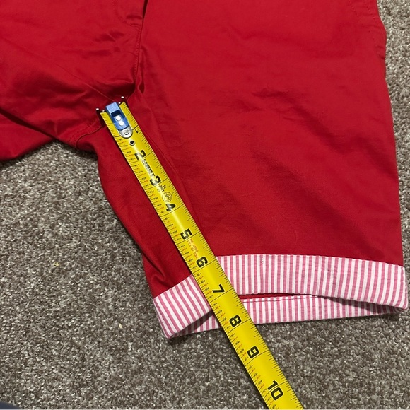 Talbots Red Relaxed Chino Short 7” Seersucker Cuffs Women’s Size 2 Preppy NWOT - Picture 15 of 16